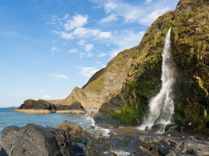 Views of Tresaith waterfall