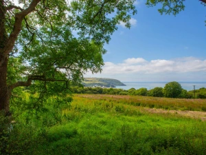 Views from the terrace to the sea in the distance