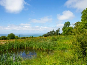 View over the pond and sea views in the disctance