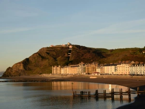 Aberystwyth beach, seafront properties and Constitution Hill